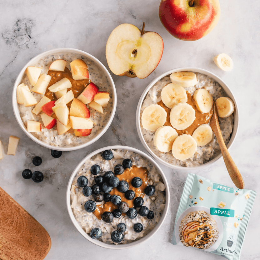 Apple oatmeal met verschillende toppings