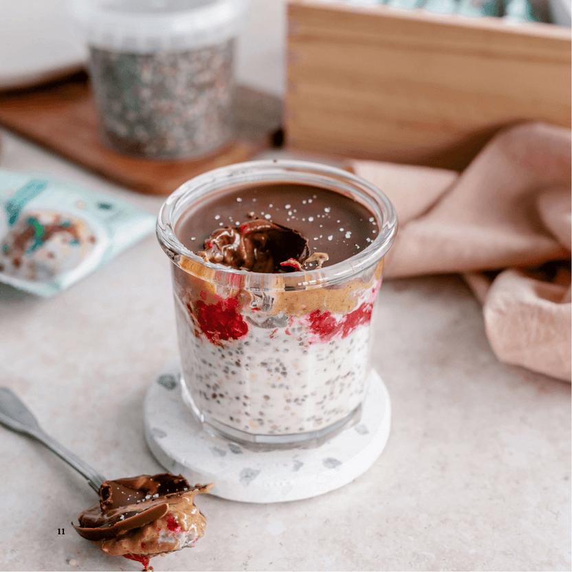 Chia pudding met chocolate shell
