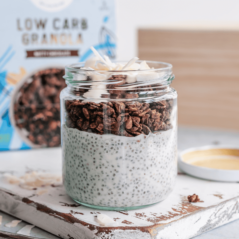 Chia pudding met low carb granola