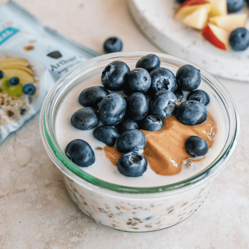 Overnight muesli met bosbessen