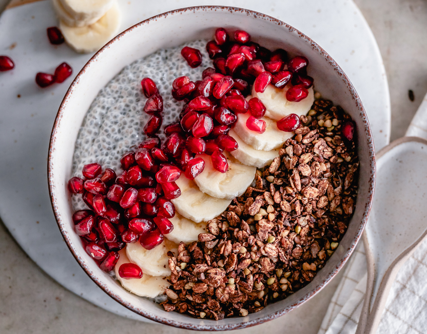 Chia Pudding met Chocolade Granola