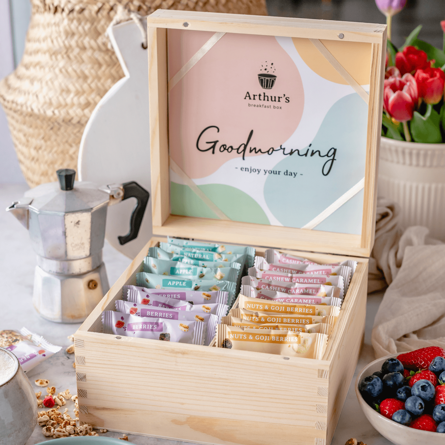 Houten doos breakfastbox